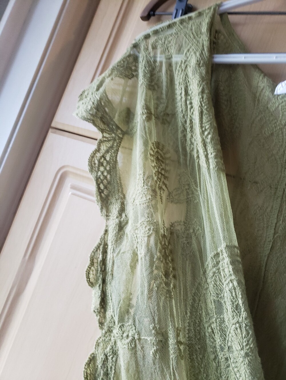 Olive Green Sheer Textured Swim Cover - Picture 3 of 7